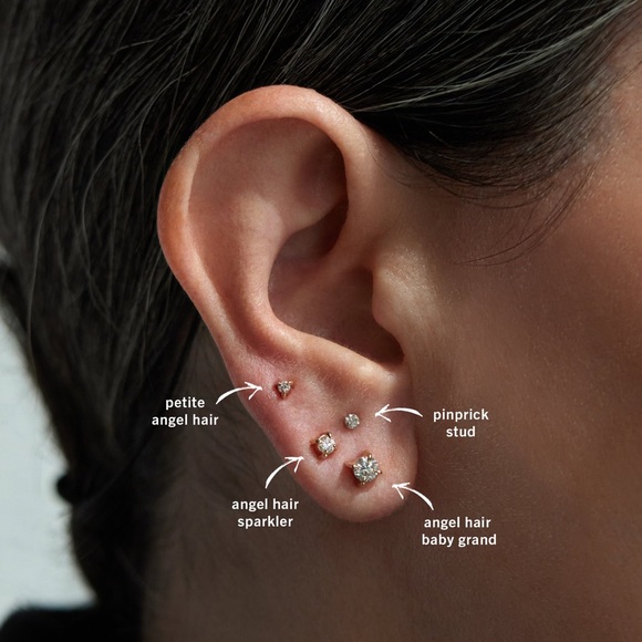 Catbird Angel Hair Diamond Stud Gold Earring, Sparkler (single) - Picture 3 of 7